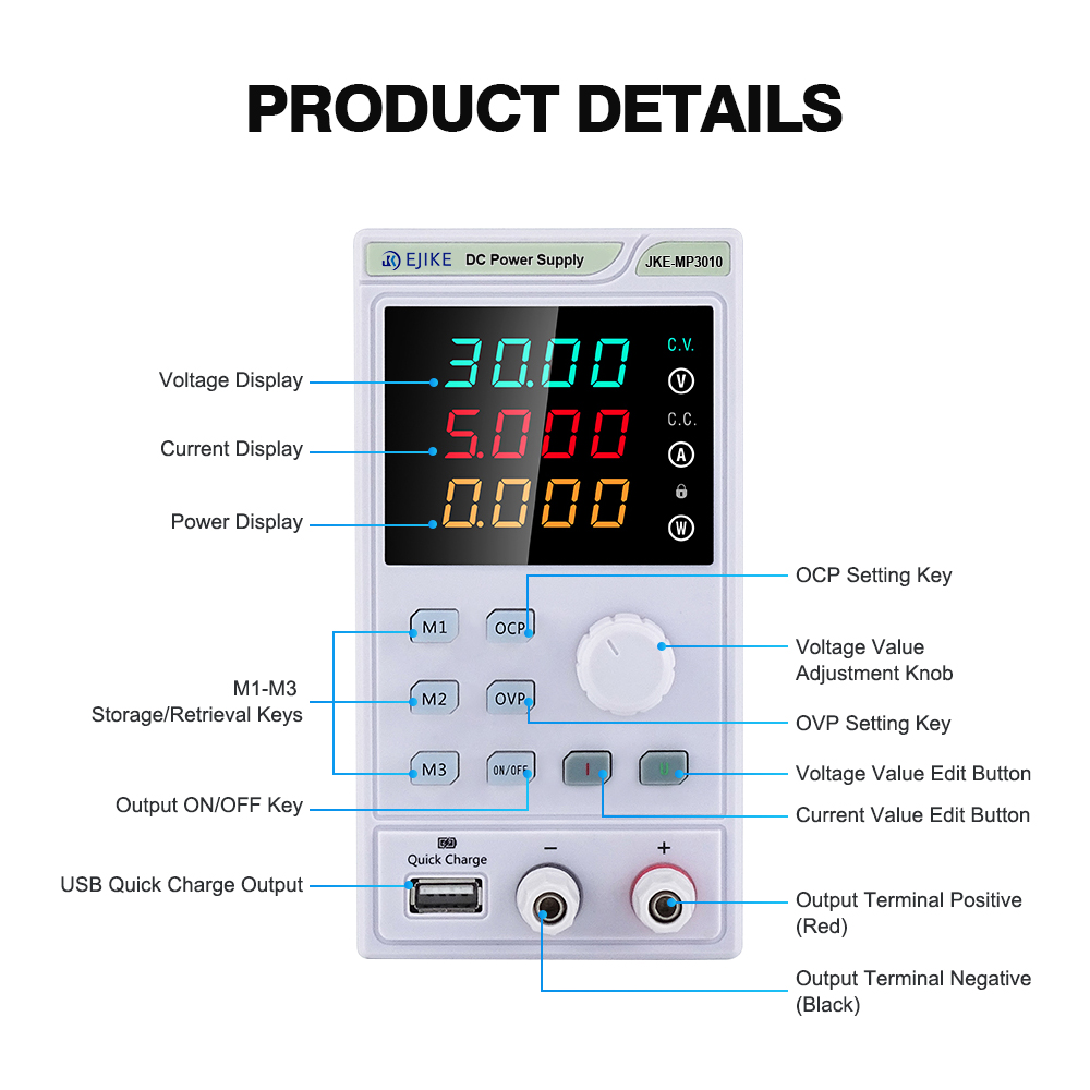 EJIKE DC Power Supply 300W Pro - Programmable Dc Power Supply 30V 10A review and price